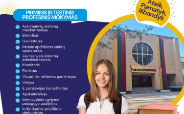 Kviečiame mokytis Visagino technologijos ir verslo profesinio mokymo centre!