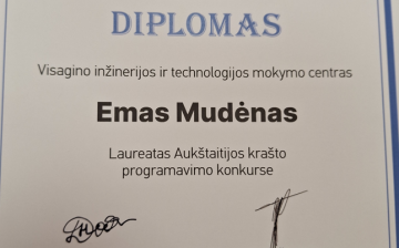 Dr. Juozo Petro Kazicko moksleivių programavimo konkurse Visaginas TECH gimnazistas tapo laureatu!