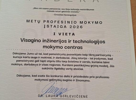Visaginas TECH – tarp geriausių Lietuvoje: įvertinimai nacionaliniame konkurse „Metų pameistrys 2026“3