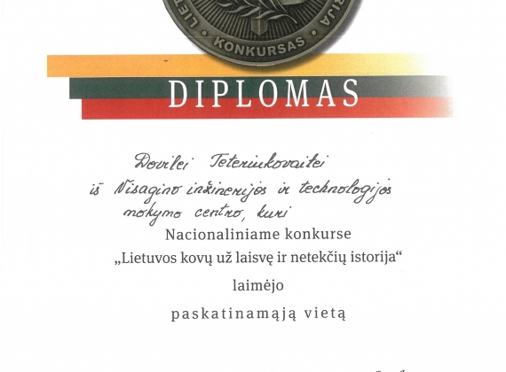 Nacionaliniame konkurse „Lietuvos kovų už laisvę ir netekčių istorija“ pirma, trečia ir paskatinamoji vietos!4